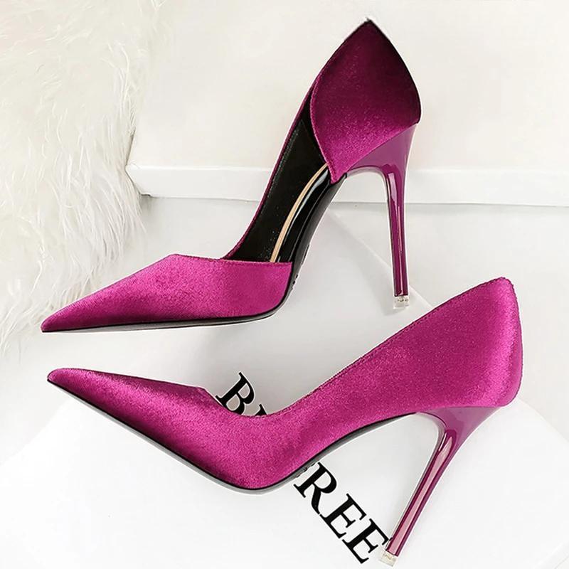 Purple Women Pumps Design Suede High Heels Sexy Party Shoes