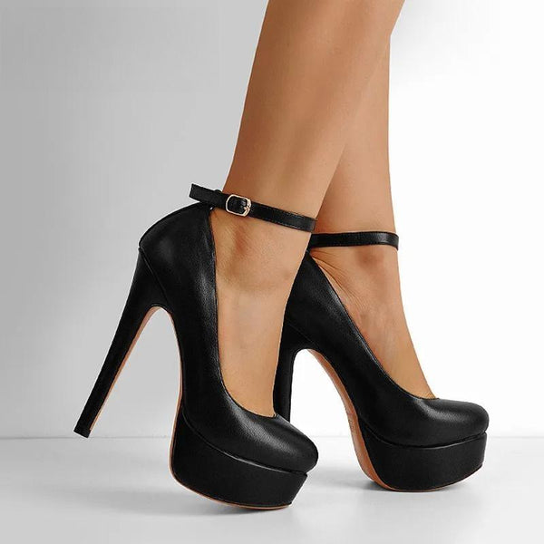 Women Platform Mary Jane Pumps Ankle Strap Stiletto High Heels Dress Buckle Shoes