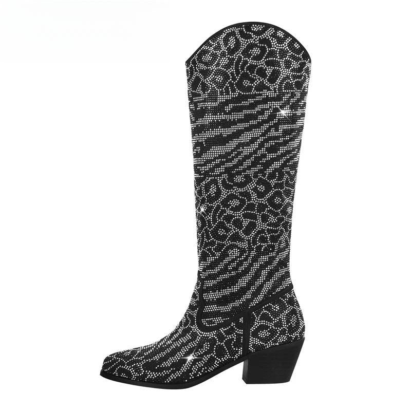 Western Cowboy Boots Pointed Toe Knee High Boots