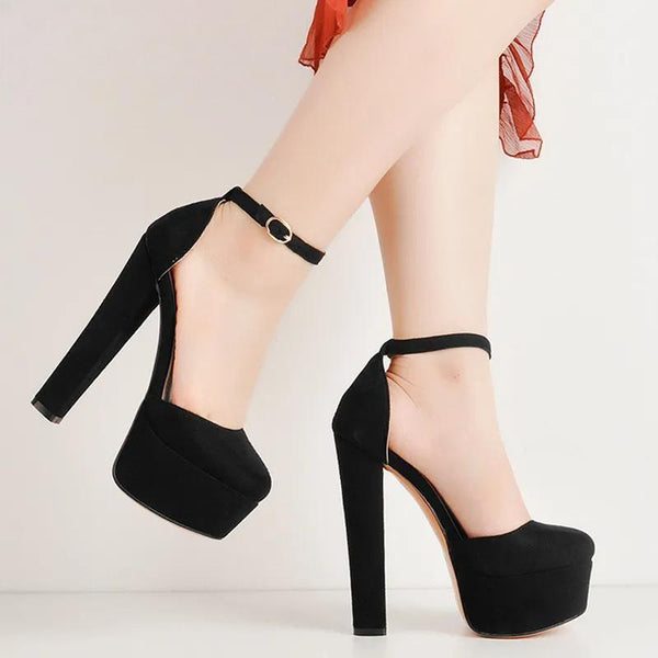 Women Platform Chunky High Heel Ankle Strap Pumps