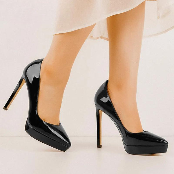 Women's  Pointed Toe  Platform 12CM Stiletto Heels Slip On Pumps