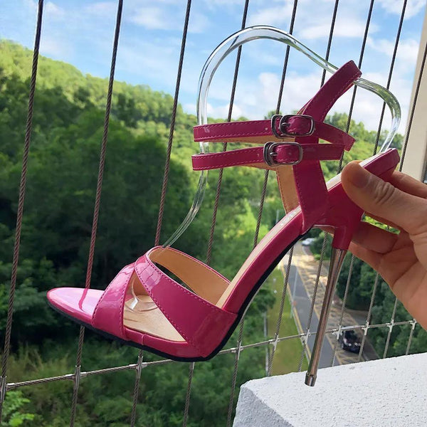 16cm High Metal Heel Women Ankle Strap Stiletto Sandals