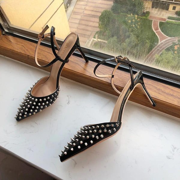 Summer Sexy Women Shiny Spikes Slingback High Heels