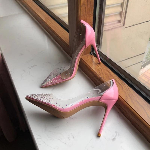 Summer Patchwork Jelly Transparent Women Pointy Toe High Heels