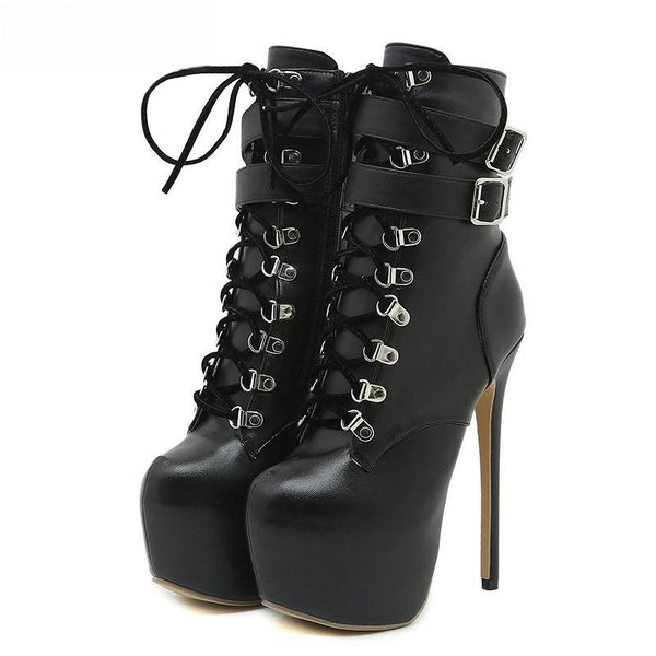 New Extreme Platform Boots Women For Autumn Winter Fashion Round Toe Thin Heels