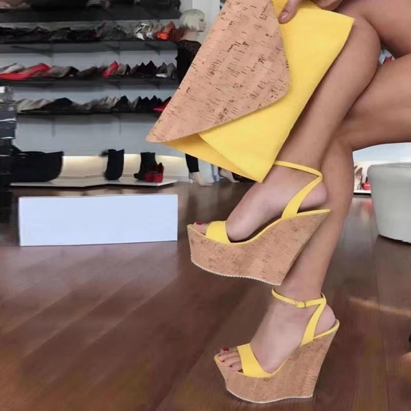 Open Toe Ankle Strap Platform Wedges Women Sandals