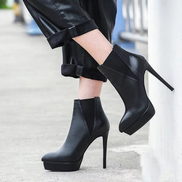 Women  Pointed Toe Genuine Leather Booties