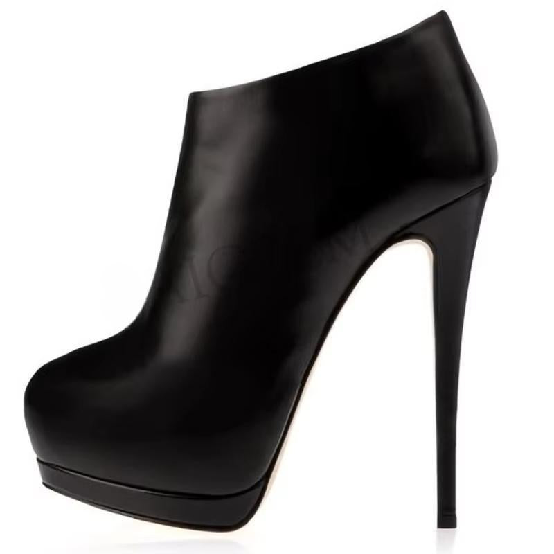 Black Boots Closed Toe Platform Stiletto Heel Fashion Booties