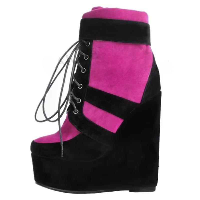 Faux Suede Wedge Platform Boots Thick Bottom Botas Feminina Bottes Shoes Woman