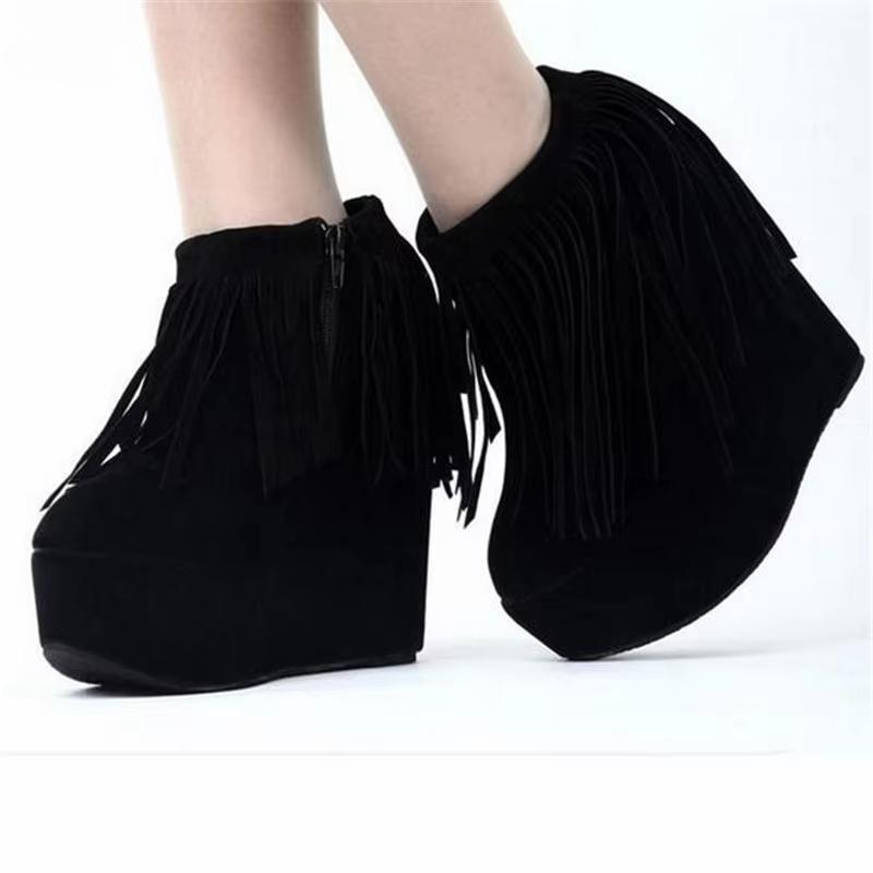 Winter Ankle Boots 15cm High-Heeled Wedges platform shoes