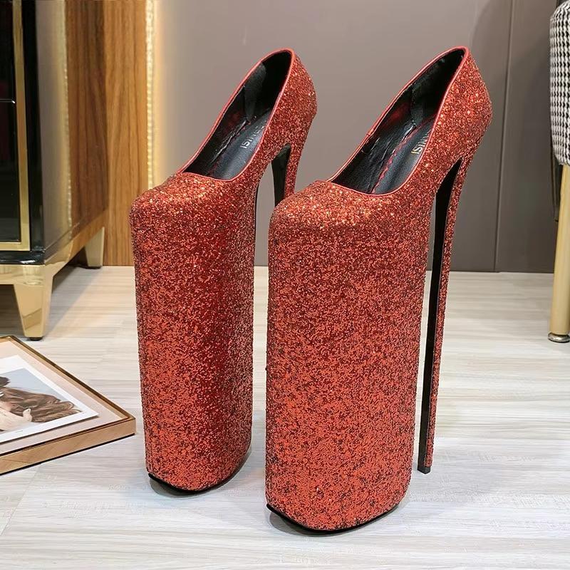 Female RED Bling Stiletto zapatos mujer Sexy SM 30cm Thin High Heels women