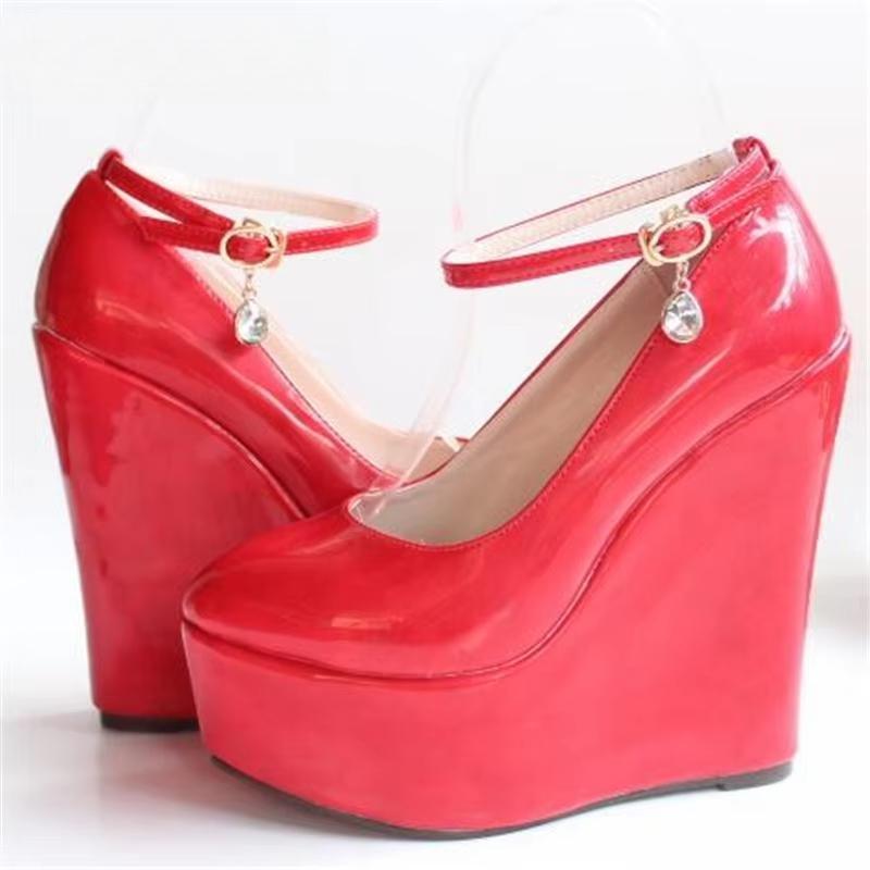 Small yards:30,31,32,33,34;Plus:42,43 brand sweet Patent leather wedges wedding shoes