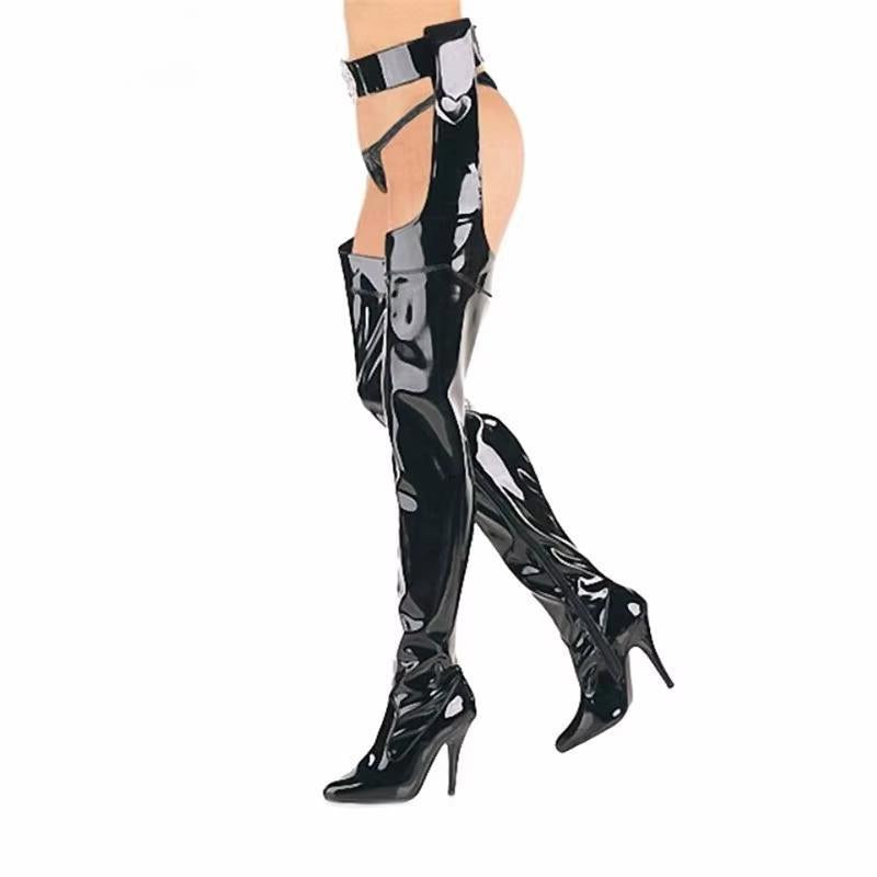 Over-the-Knee boots Plus:35-45 46 Nightclub Steel tube dance botas13cm heels