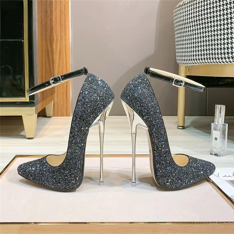 16cm thin high heels shoes woman Bling pumps