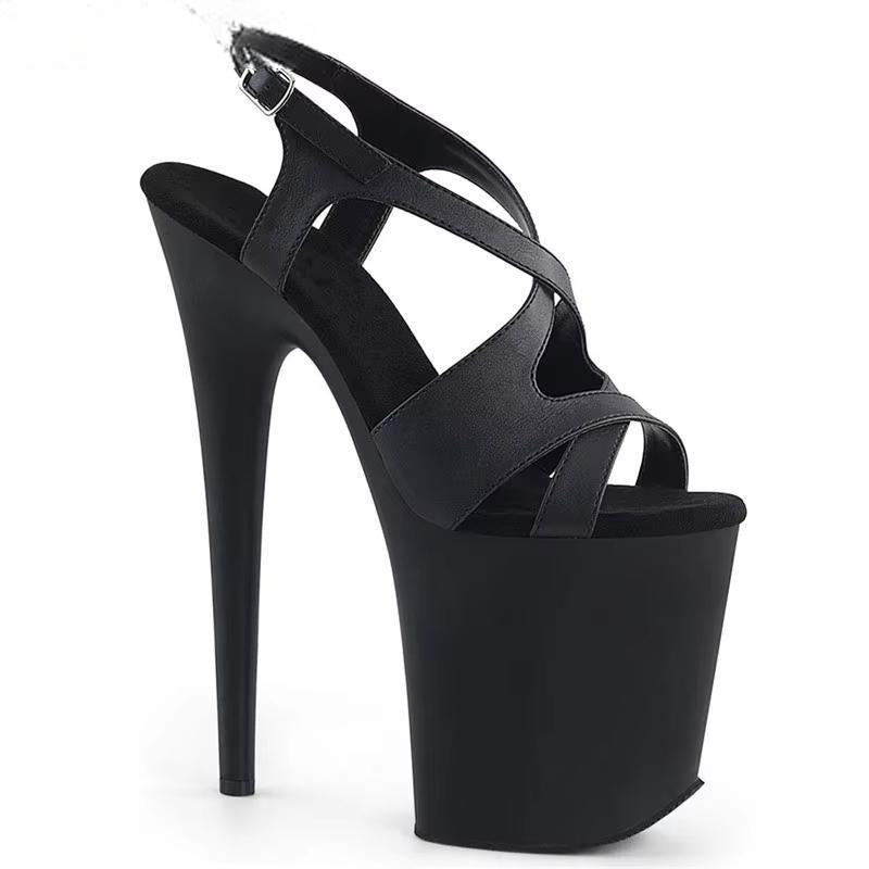 Summer 20 cm sexy matte black vamp heels, 8 inch stiletto sandals