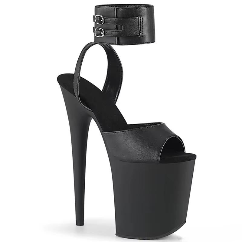 Sexy 20 cm matte black vamp heels, 8 inch stiletto night club sandals