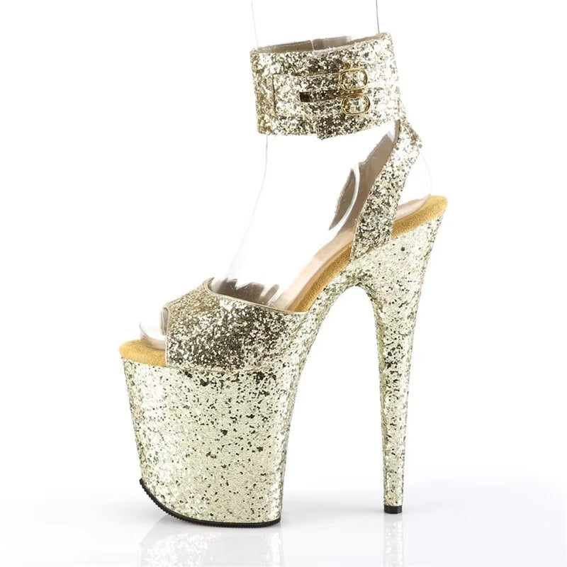 Sexy 20cm high glitter upper 8in  stiletto sandals