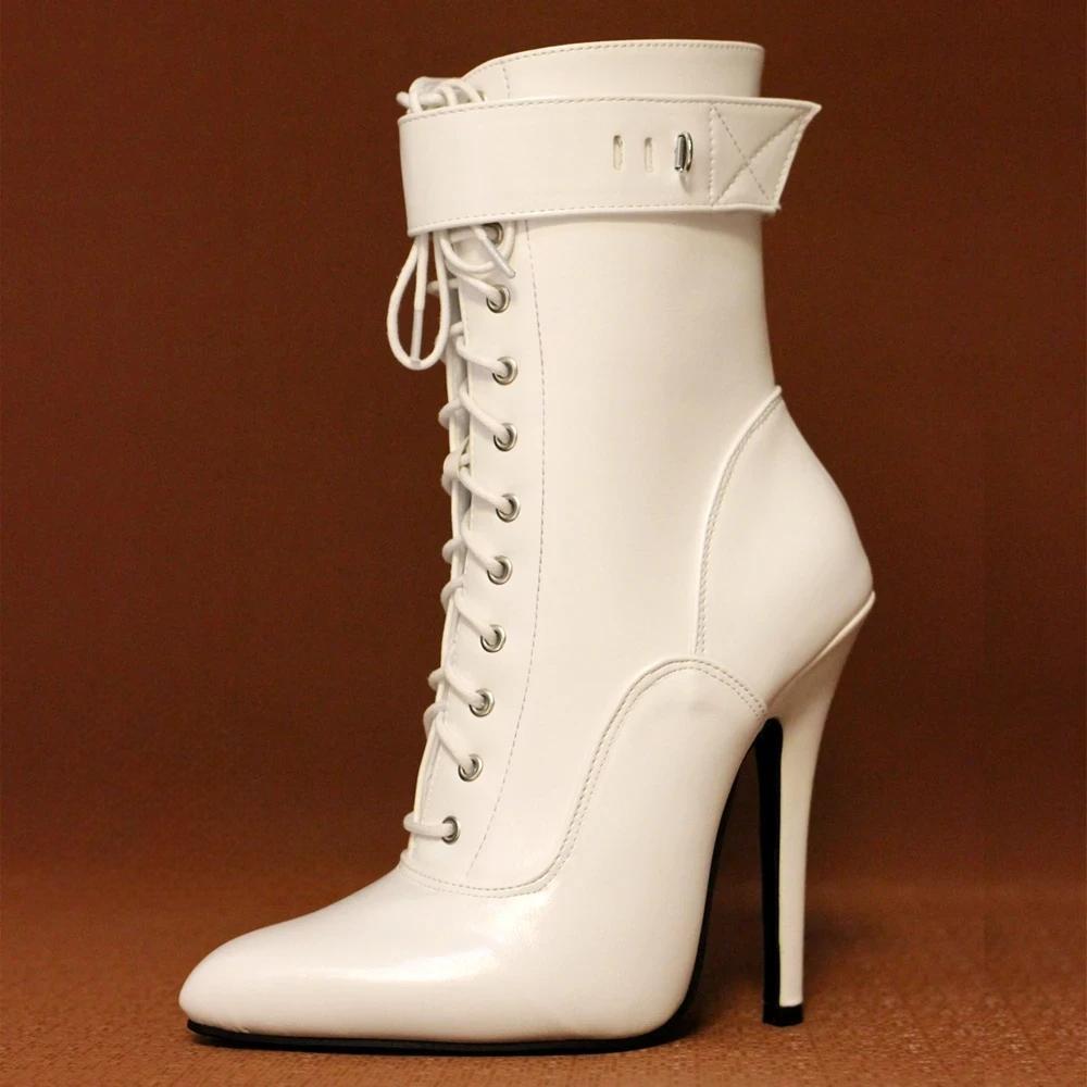 Sexy Ankle Boots For Women 14CM High Heels Cross-tied Zip Lockable Straps Shoes