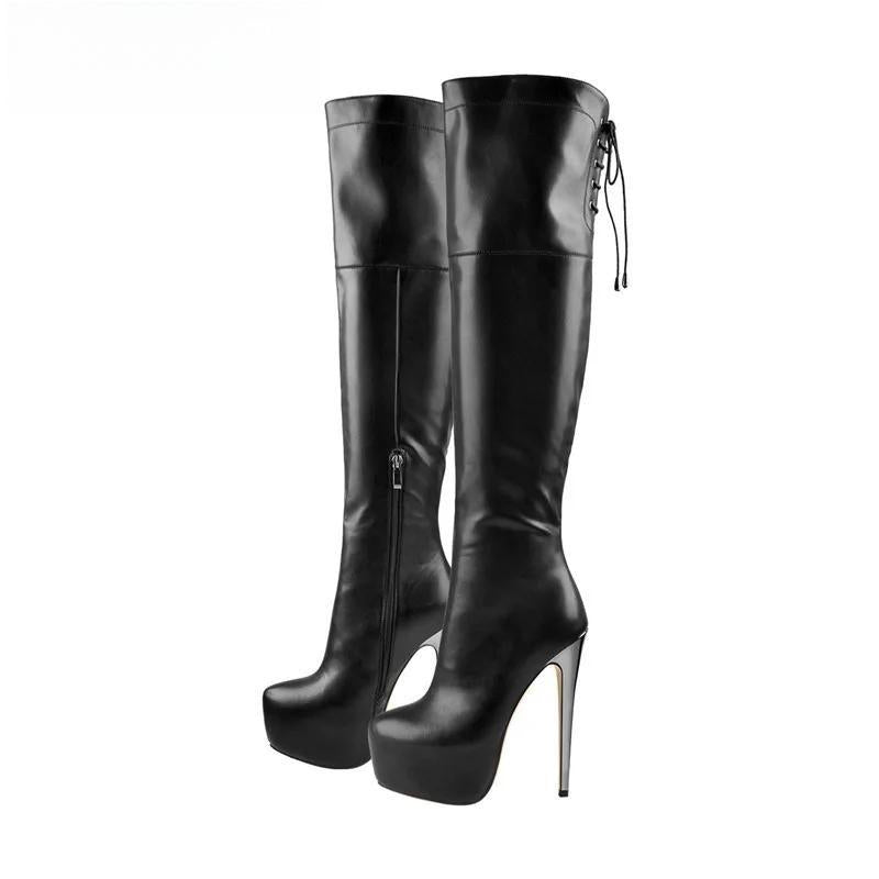 Sexy Platform Zip 16cm Thin High Heel Stiletto Stretch Over The Knee High Boots