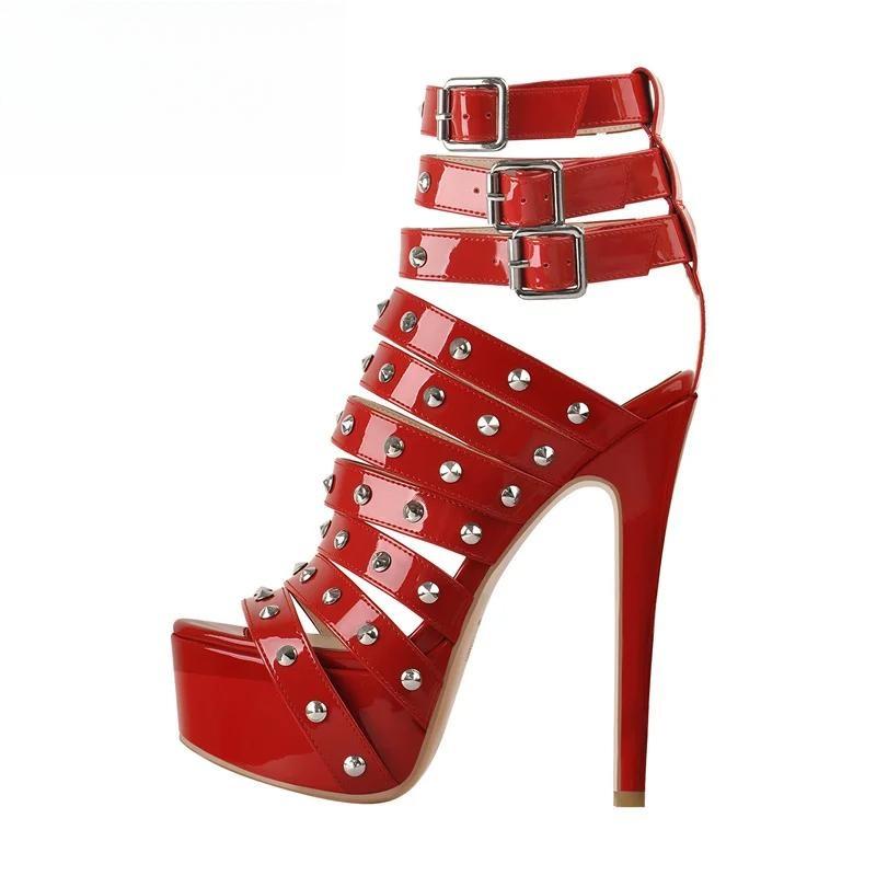 Women Platform  High Heels Summer Red Sandals