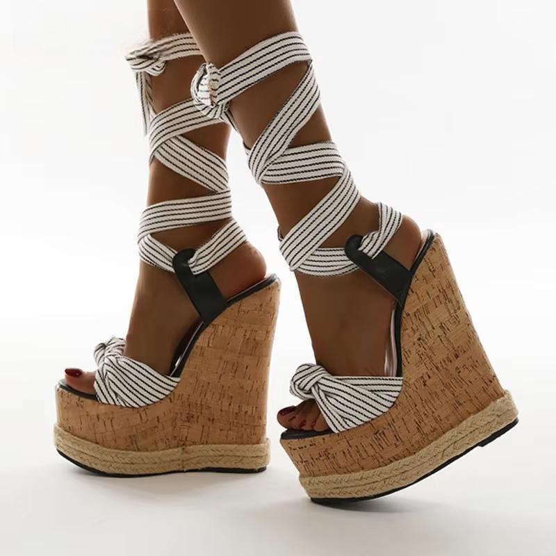 Summer Solid White Platform Wedges Sandals Women Fashion High Heels