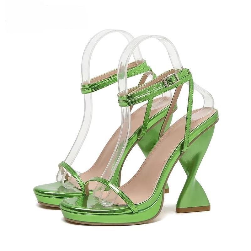 Summer Wedding Strappy Strange Style Heels Fashion Peep Toe Ankle Buckle Strap Platform Sandals