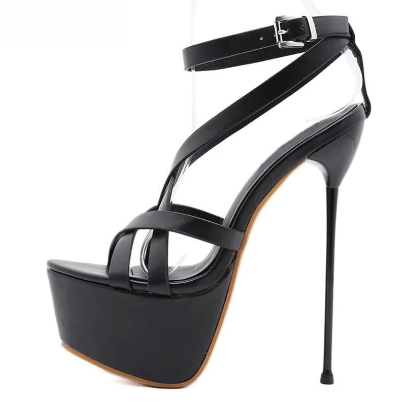 Open Toe Ankle Buckle Strap Women Sandals Pumps Party Platform Club Stiletto High Heels