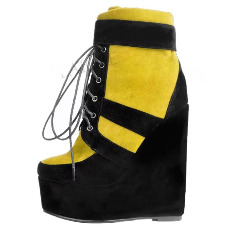 Faux Suede Wedge Platform Boots Thick Bottom Botas Feminina Bottes Shoes Woman