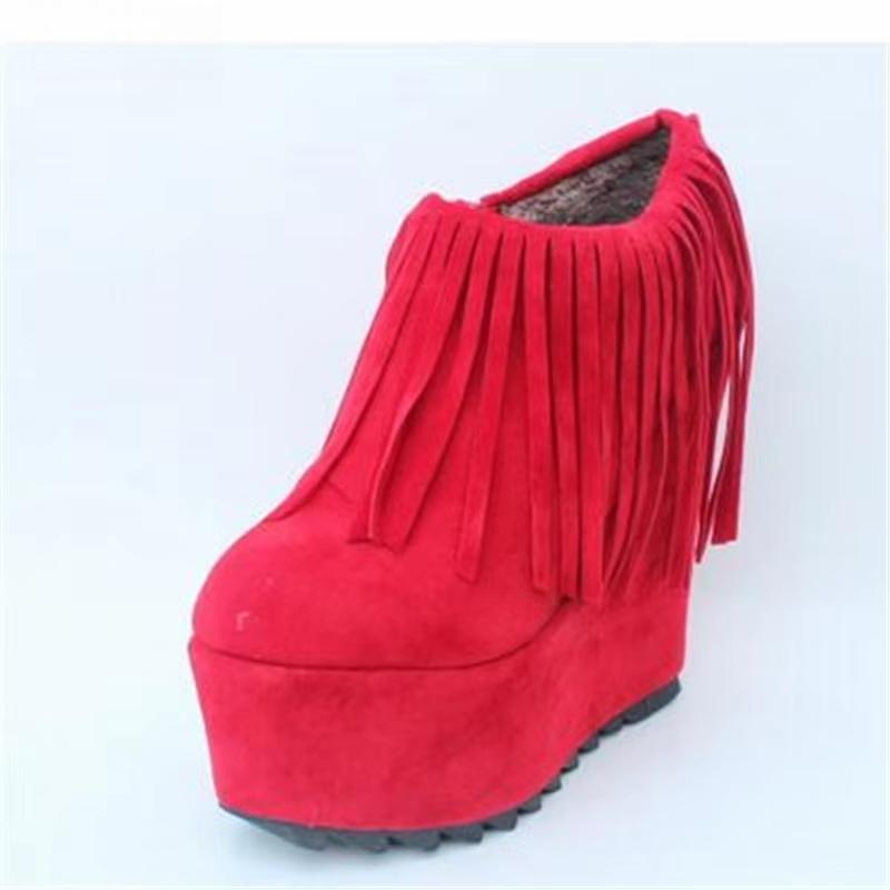 Winter Ankle Boots 15cm High-Heeled Wedges platform shoes