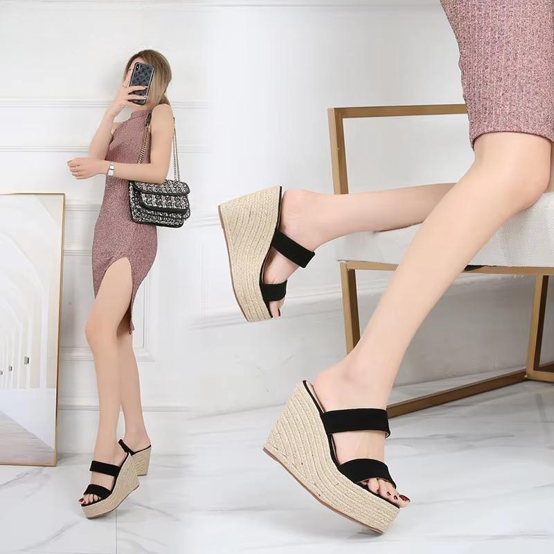 Summer 9cm 11cm High-heeled Women Pumps Platform Hemp shoes