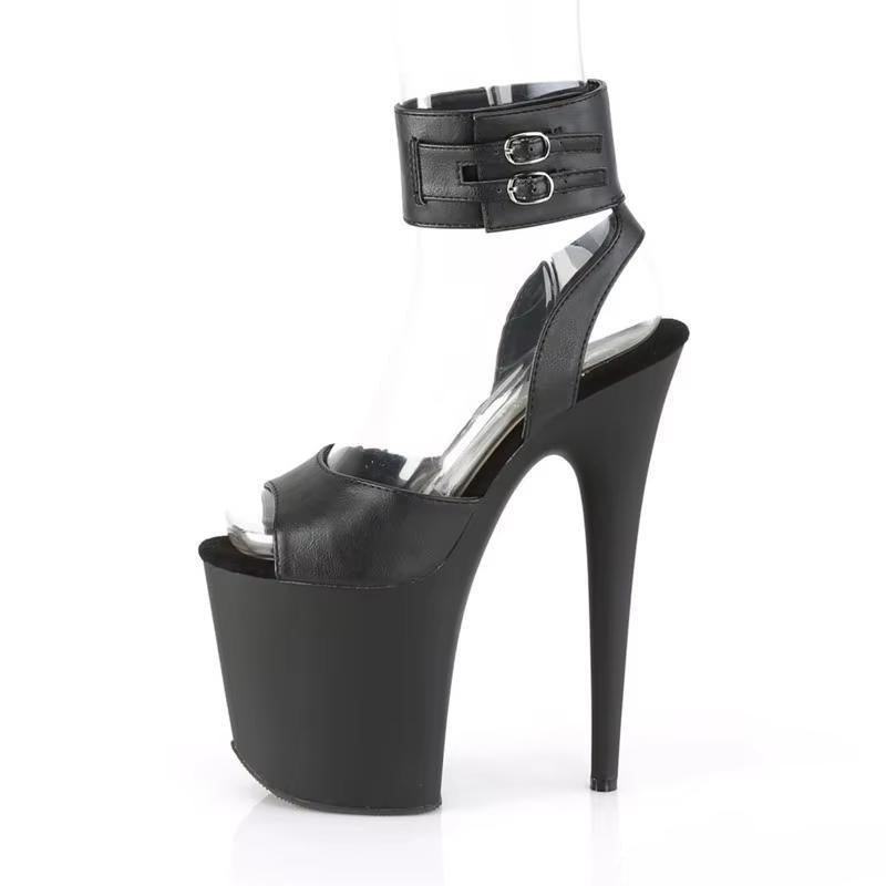 Sexy 20 cm matte black vamp heels, 8 inch stiletto night club sandals