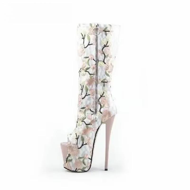 20cm Thin Heels Stiletto Woman Summer Peep Toe Knee-high Boots