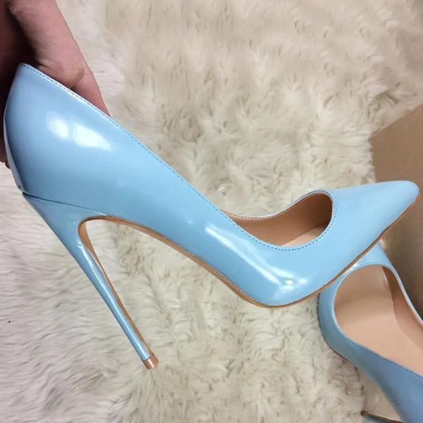 Light  Blue Women Patent Stiletto High Heels Classic Style Ladies Formal Dress Shoes