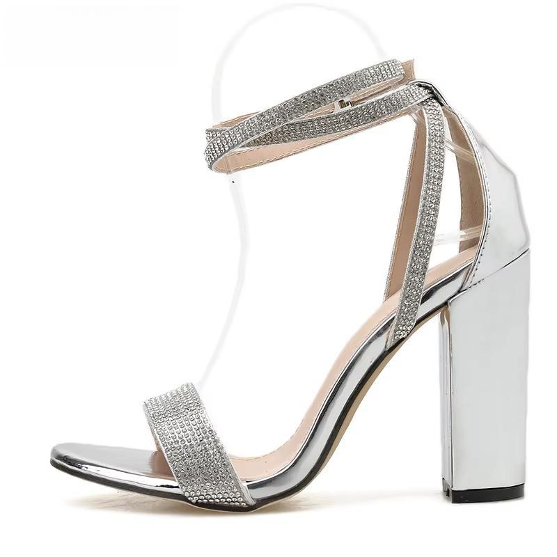 Silver Bling Crystal Sexy Peep Toe Women Sandals