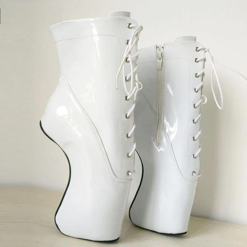 Women Ankle Boots 18CM High Hoof Heel Lace up Ladies Sexy Ballet Boots Size 36-46