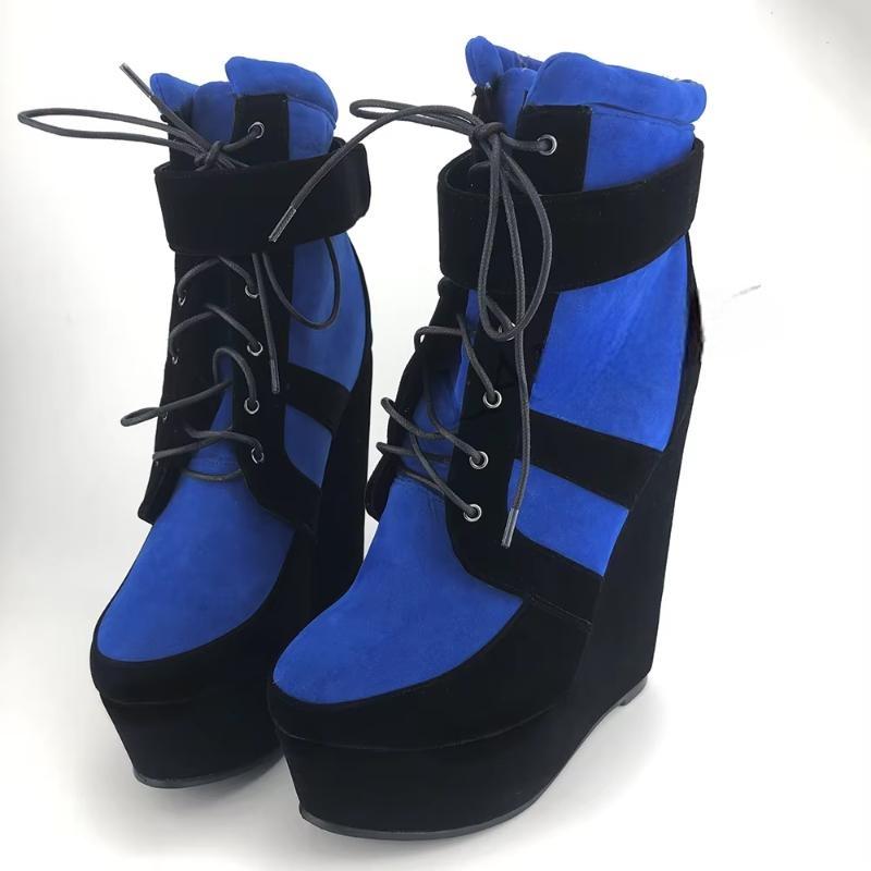 Faux Suede Wedge Platform Boots Thick Bottom Botas Feminina Bottes Shoes Woman