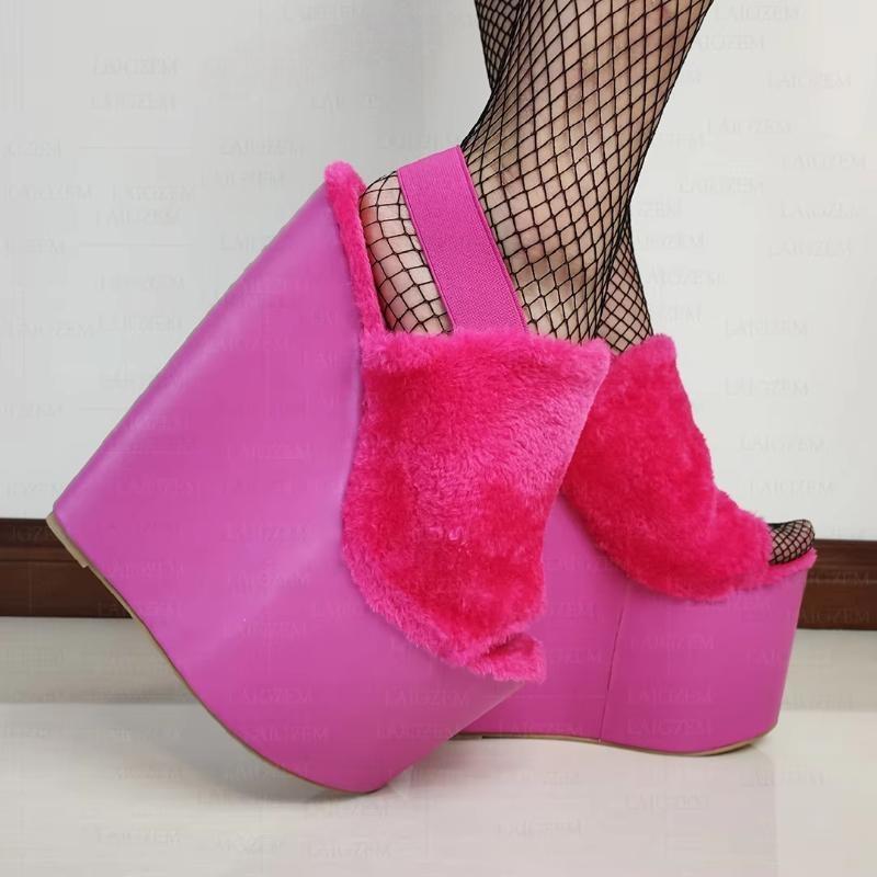 Women Sandals Platform Wedges Elastic Band Slip On 20CM High Heels Pumps