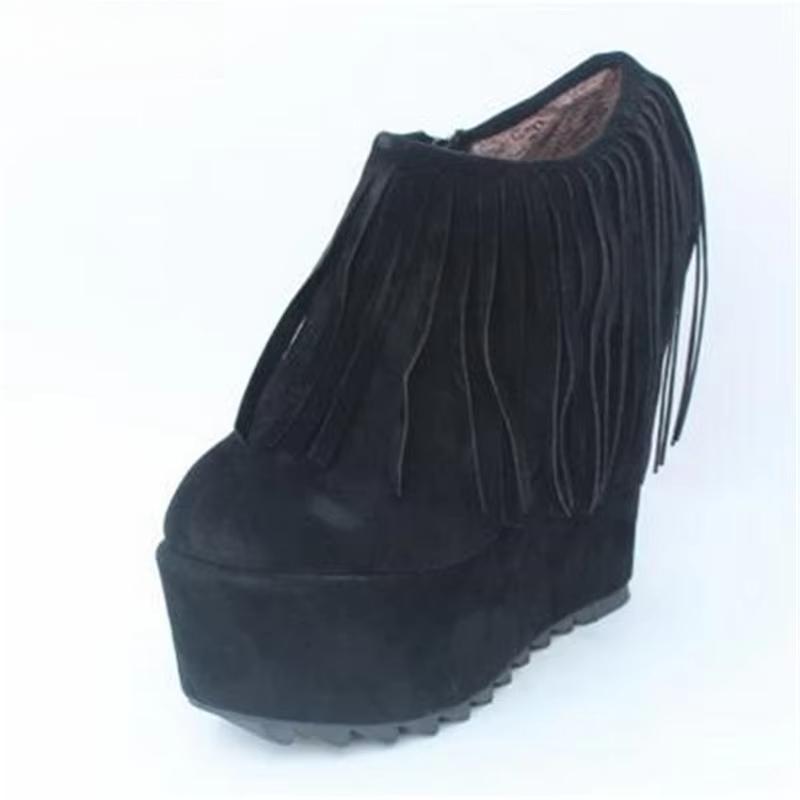 Winter Ankle Boots 15cm High-Heeled Wedges platform shoes