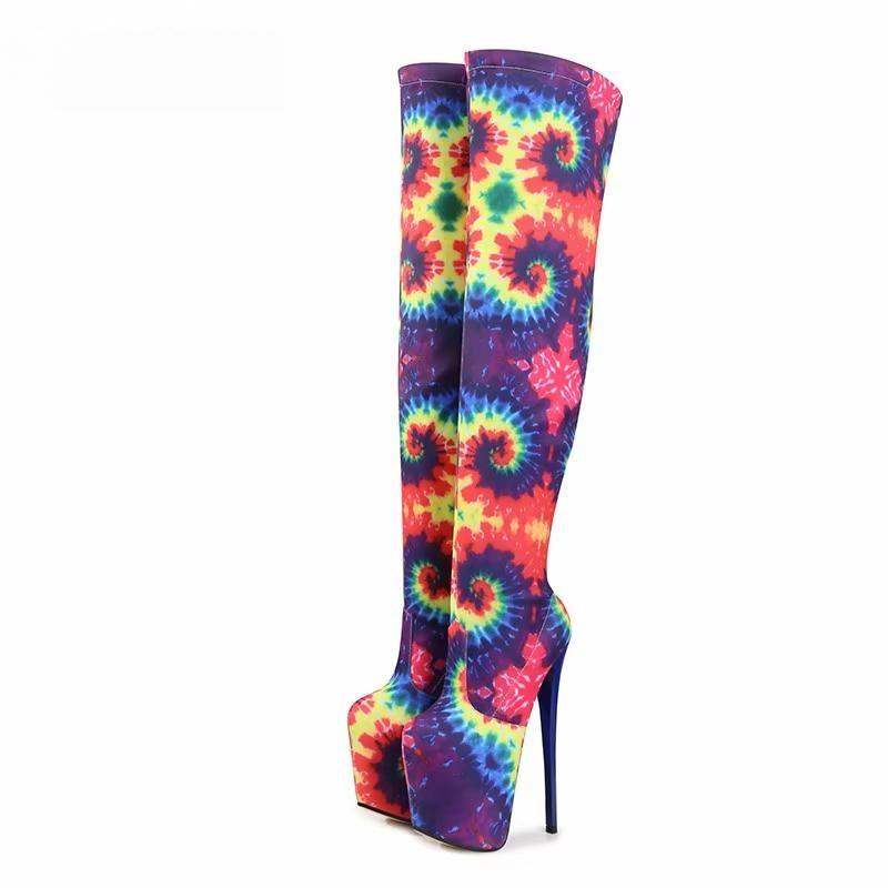 printing Motorcycle botas mujer over-the-knee long boots