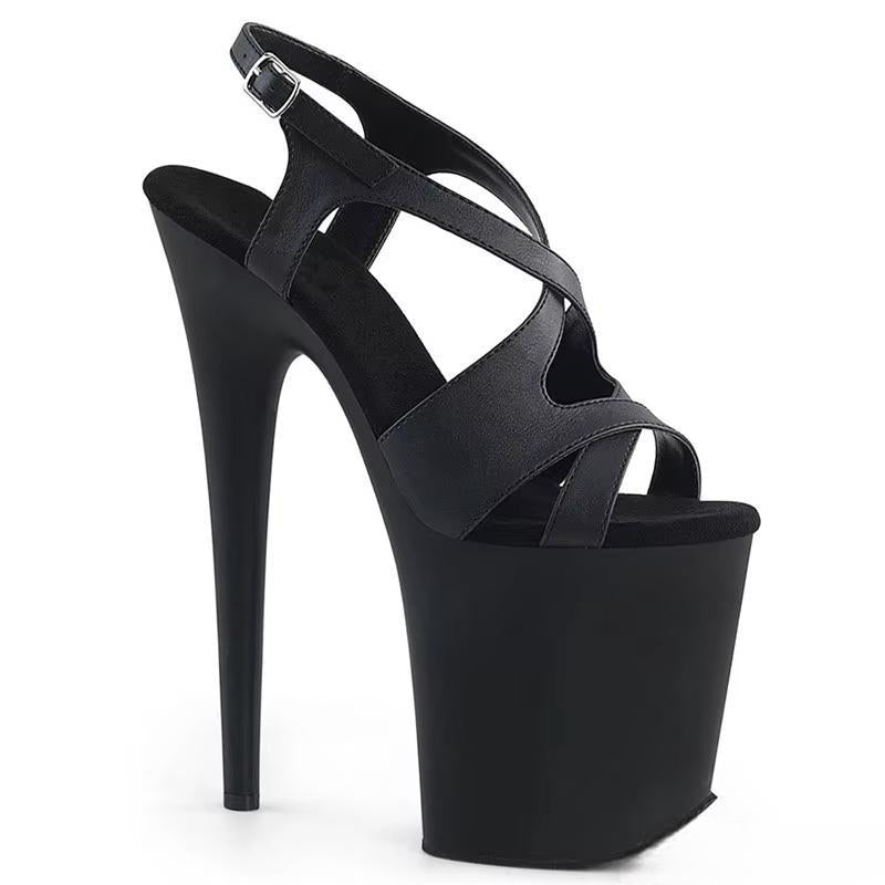 Summer 20 cm sexy matte black vamp heels, 8 inch stiletto sandals