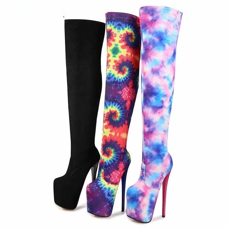 printing Motorcycle botas mujer over-the-knee long boots