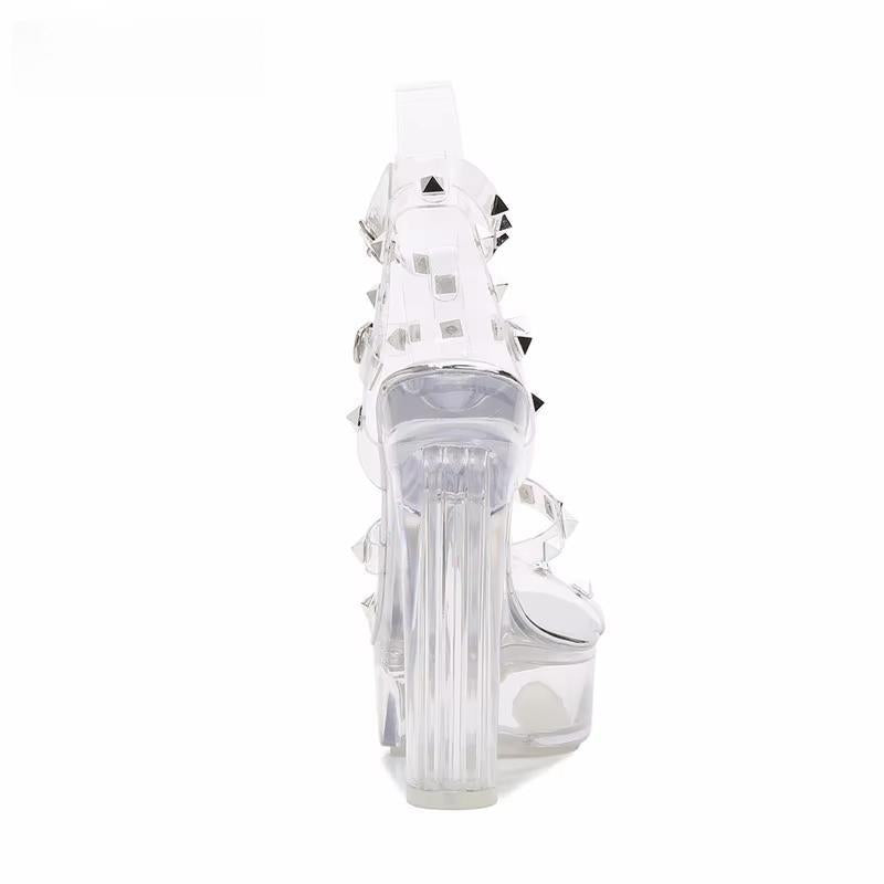 Female Sandals Transparent Crystal Women Wedding Shoes 13cm