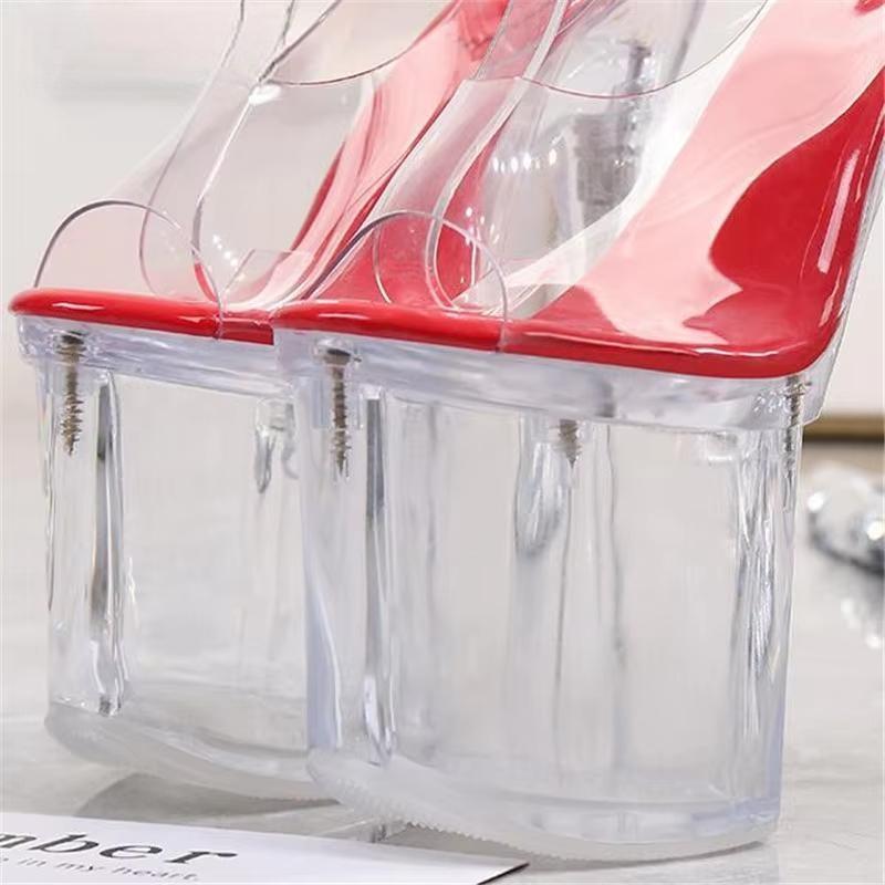 Daily casual 20cm ultra high thin heels PVC Sandals