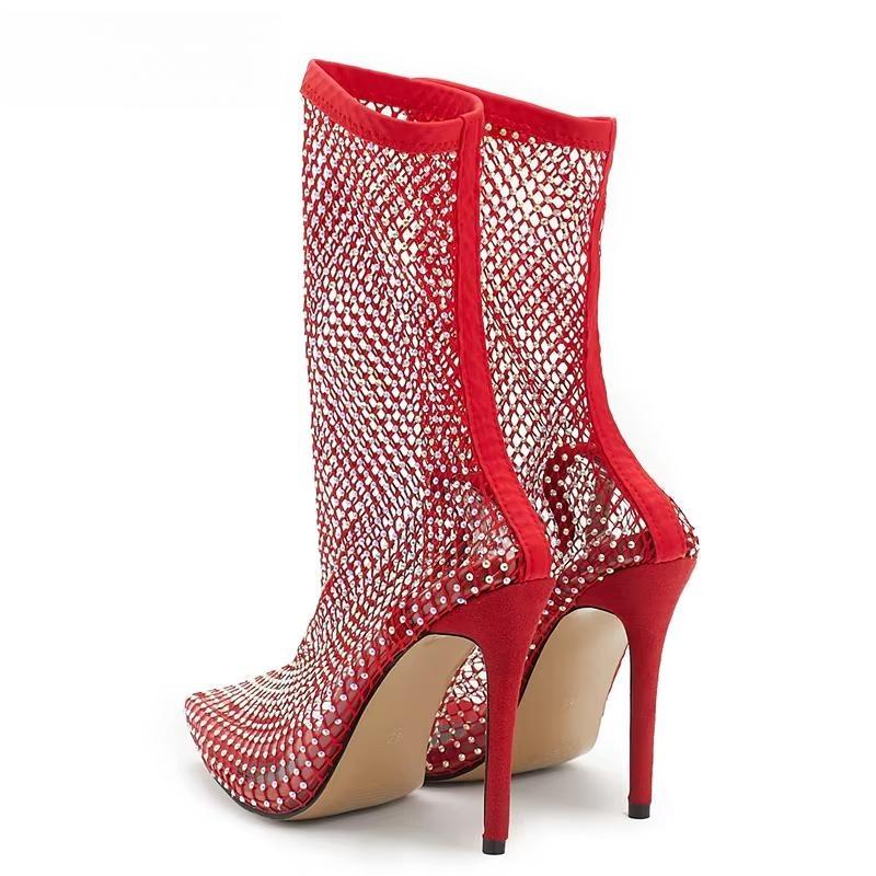 New Design Crystal Rhinestone Sock Ankle Boots