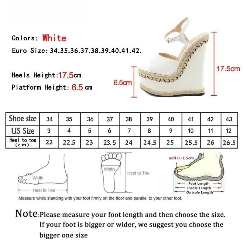 Fashion Open Toe Ankle Buckle Strap Platform Wedges White Sandals For Women