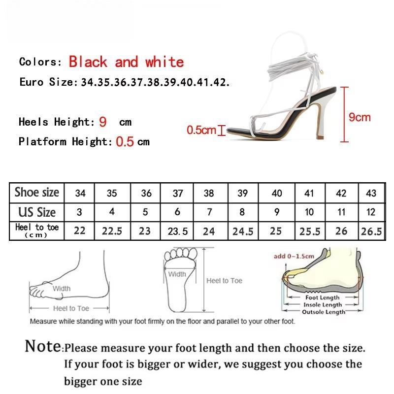 Fashion Sexy Lace Up Women Sandals Square Toe Thin Heel Cross Tied Party Shoes High Heel 9CM