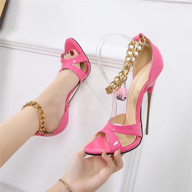 Luxurious Summer Sandals 16cm Metal High-heeled Wedding Shoes Woman