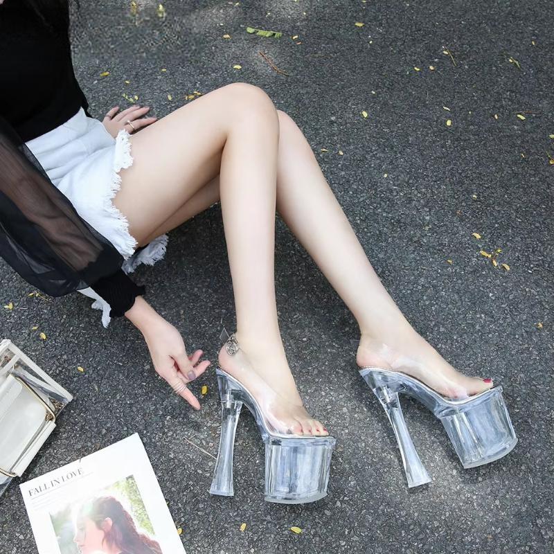 Summer Nightclub slipper sexy female Back Strap sandals transparent crystal women