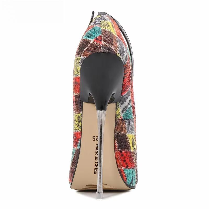 Spring 16cm thin high heels shoes woman snake pattern pumps