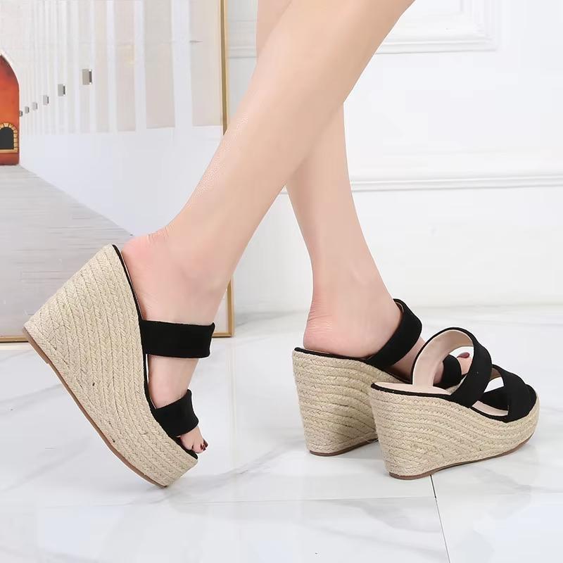 Summer 9cm 11cm High-heeled Women Pumps Platform Hemp shoes